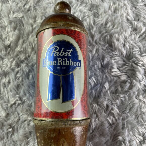 Vintage Pabst Blue Ribbon PBR Tap Handle Wooden Red Banner Beer Brewing Man Cave - Picture 4 of 12